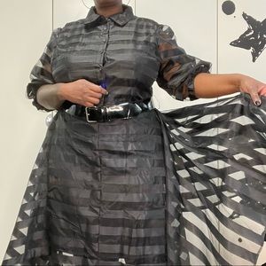 Ashley Stewart Black Dress with Sheer Stripes NWT Size 20